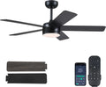 Moderner 117 cm Deckenventilator mit LED und App-Steuerung, Flüsterleise, 5-Flügel, Dimmbar, für Innen- und Überdachte Außenbereiche, Schwarz