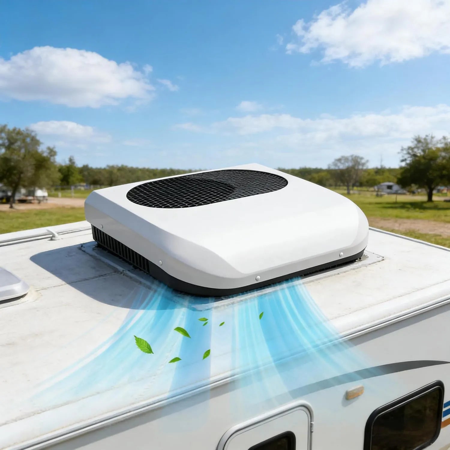 Wohnmobil Klimaanlage 12V/24V, Dachgerät 12000 BTU, 5-stufiger Ventilator, 1900W Kühlung, 470 CFM