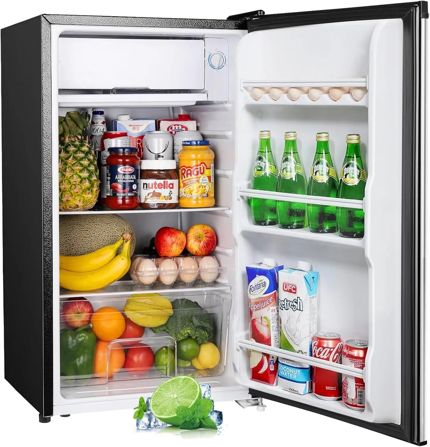 Upstreman 91L Mini-Kühlschrank mit Schnellgefrierfach, Energieklasse A++, Geräuscharm 41 dB, Ideal für Büro und Studentenwohnheim, Silber