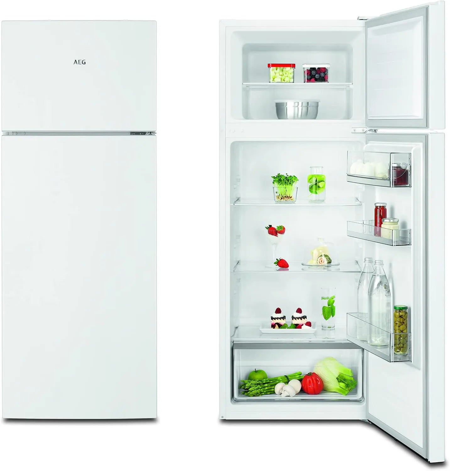 AEG RDB424E1AW Freistehender Kühl-Gefrierkombination, Serie 5000, ColdSense, 1434 mm, 206 L, LowFrost, Weiß