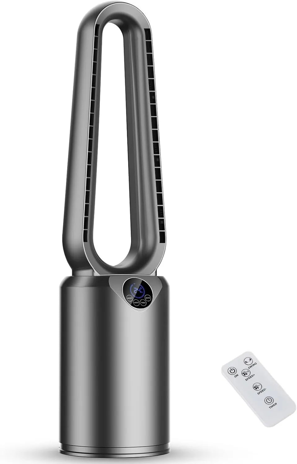 Leiser Turmventilator mit Luftreiniger, 24 Geschwindigkeiten & Fernbedienung