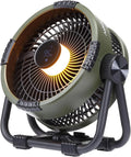BougeRV Tragbarer 20.000 mAh Ventilator mit 4 Geschwindigkeiten, Haken, LED-Licht, LCD-Bildschirm, 270° Drehung für Camping und Büro