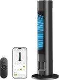 Leiser Turmventilator 91cm mit WiFi & Alexa, 25dB, 4 Geschwindigkeiten, 12 Std. Timer, oszillierend, inkl. Fernbedienung, Schwarz
