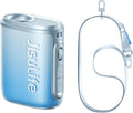 JISULIFE Tragbarer Nackenventilator mit 100 Geschwindigkeiten, 4500 mAh Akku, 16 Stunden Laufzeit, LED-Licht, Ideal für Reisen und Outdoor, Geschenkidee in Blau