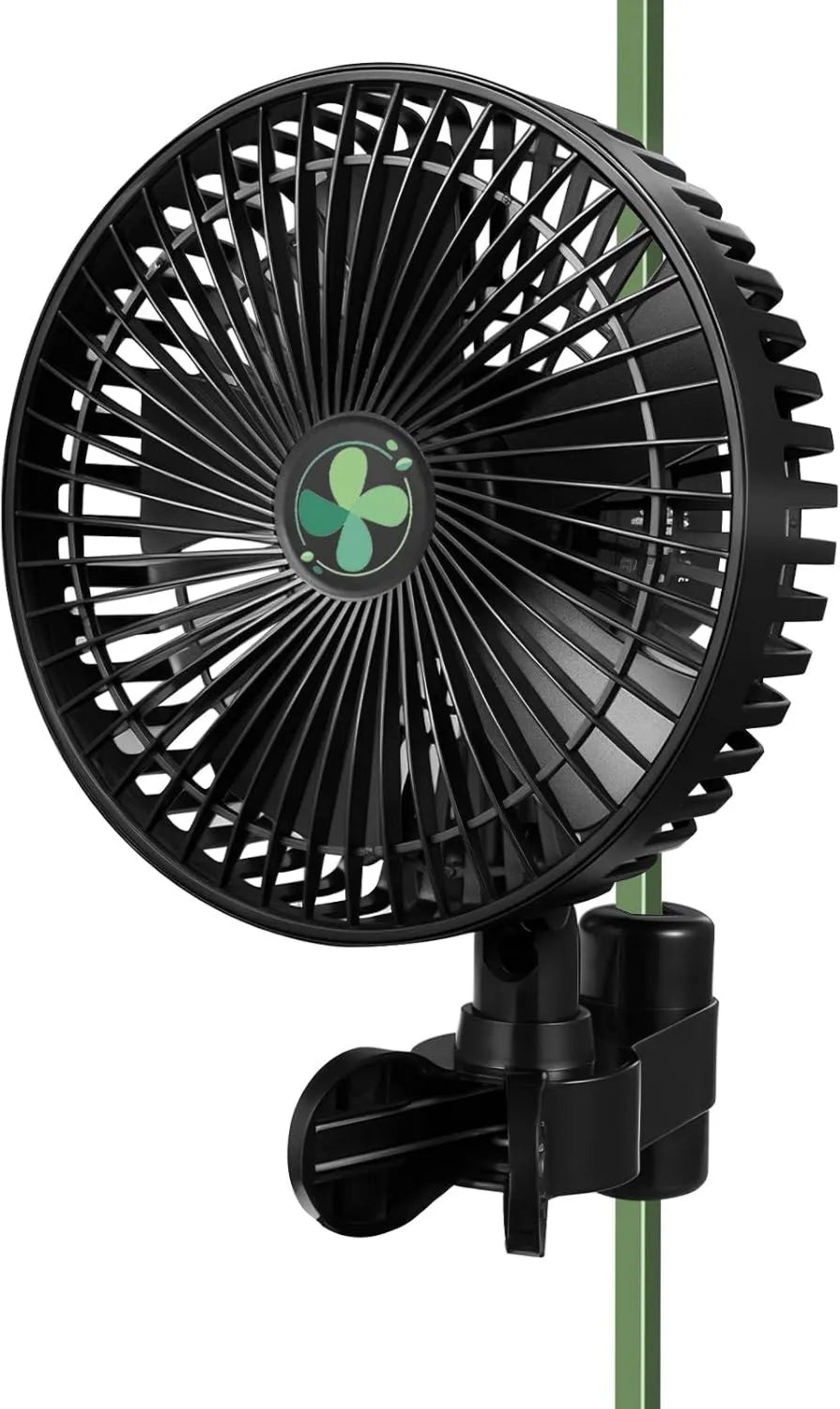2er Set leiser, oszillierender Grow-Ventilator mit 10 Stufen & EC-Motor, Universal-Clip (16-45mm), Timer & App/WiFi, IP54, 200mm, Schwarz