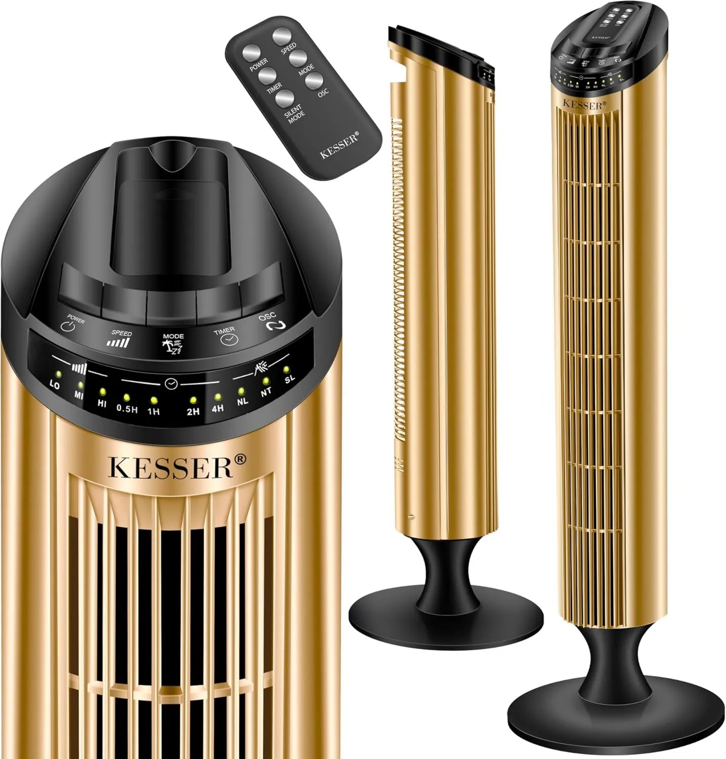 KESSER® 90cm Turmventilator mit Fernbedienung und Timer – 3 Geschwindigkeitsstufen, 90° Oszillation, Turbo-Luftkühler