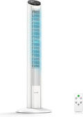 Leiser Turmventilator 102cm mit Fernbedienung und Meeresbrise-Modus, 12 Geschwindigkeiten, Schlafmodus - Ideal für Schlafzimmer und Wohnzimmer (Weiß)