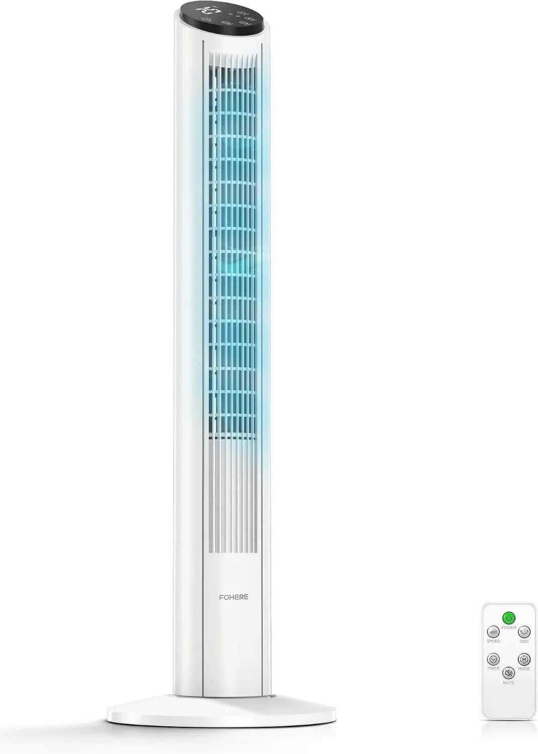 Leiser Turmventilator 102cm mit Fernbedienung und Meeresbrise-Modus, 12 Geschwindigkeiten, Schlafmodus - Ideal für Schlafzimmer und Wohnzimmer (Weiß)